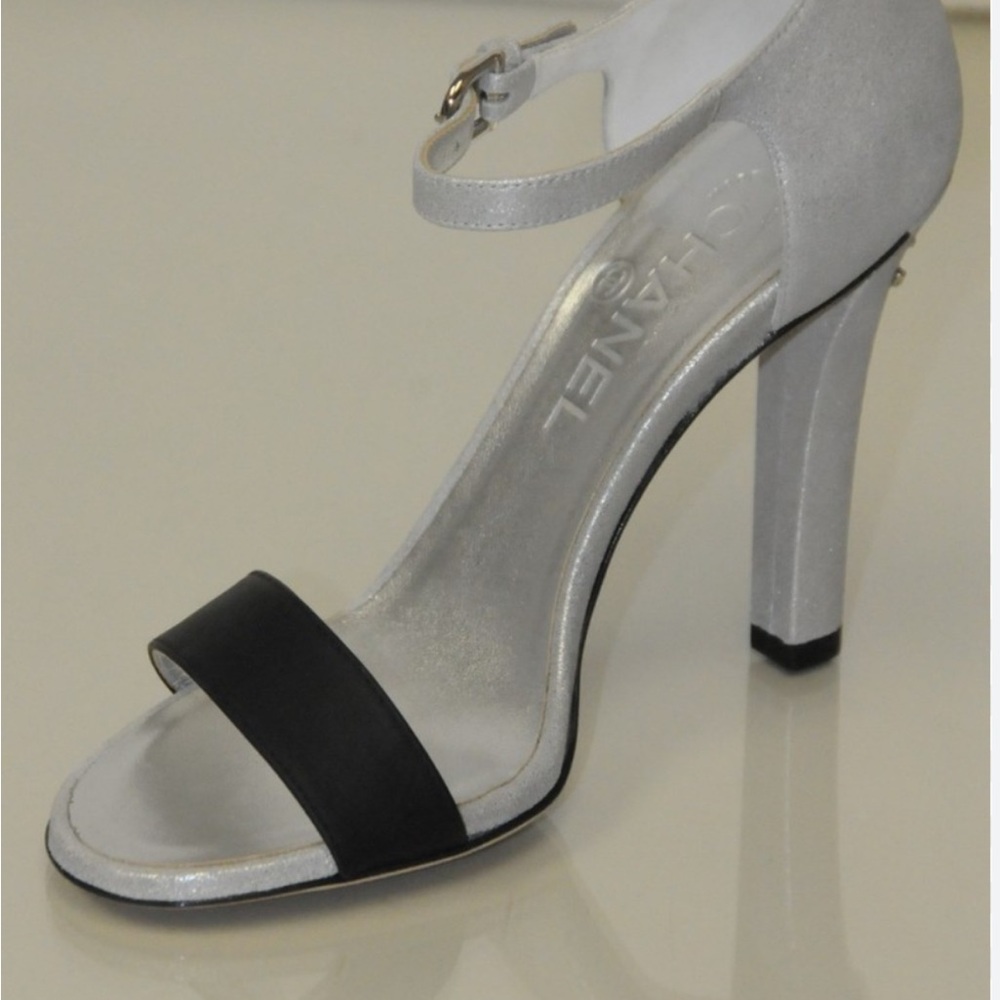 CHANEL Silver and Black Heels